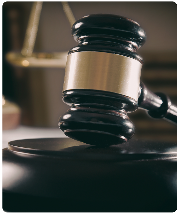 Closeup of courtroom gavel